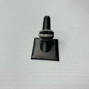 SWAROVSKI Appolon Black and Clear Rhinestone Cocktail Ring Size 8